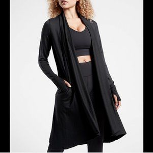 ATHLETA BLACK NIRVANA PRANAYAMA LONG WRAP CARDIGAN
